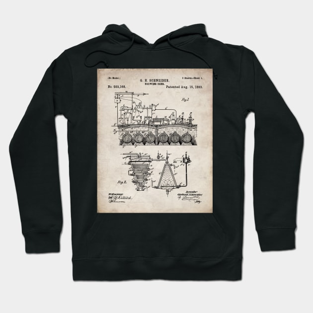 Brewing Beer Patent - Beer Art - Antique Hoodie by patentpress